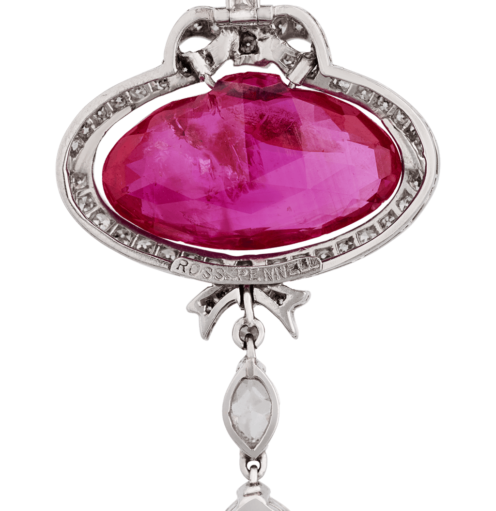 Ross Pennell Art Deco Untreated Burma Ruby Necklace, 6.30 Carats