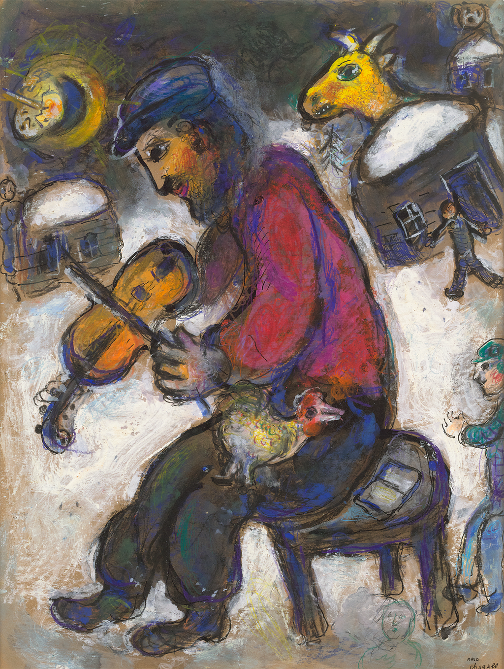 Violiniste au coq by Marc Chagall