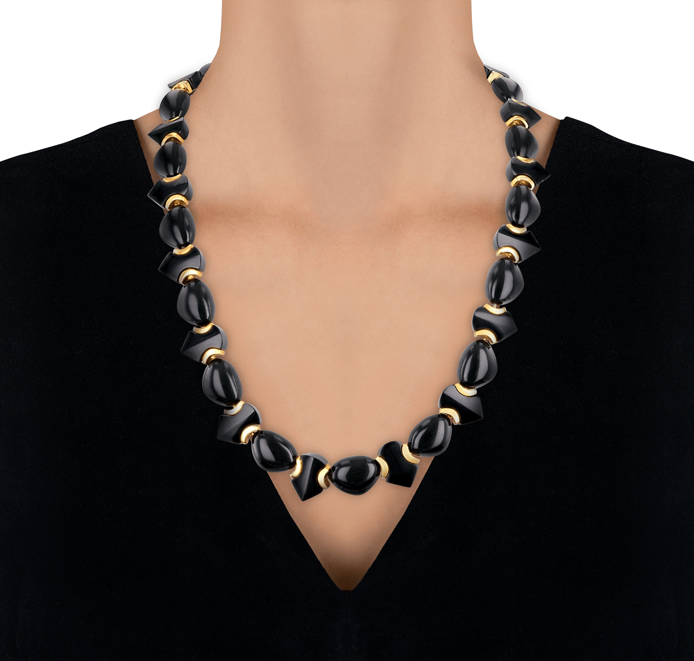 Marina B Black Jade and Gold Necklace