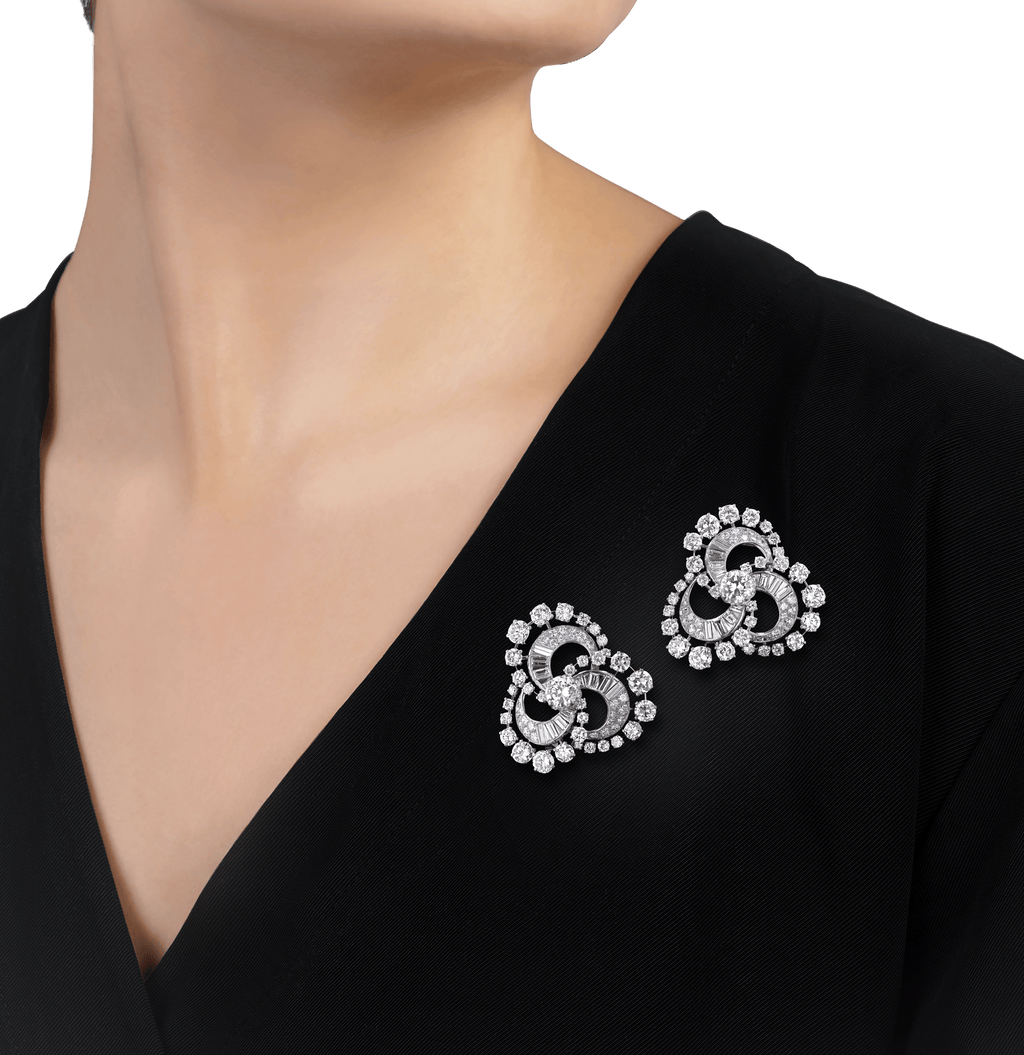 Pair of Cartier Diamond Brooches, 14.68 Carats