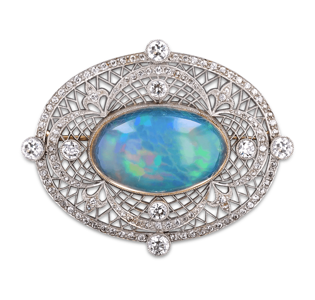 Edwardian Australian Opal Brooch, 25.00 Carats