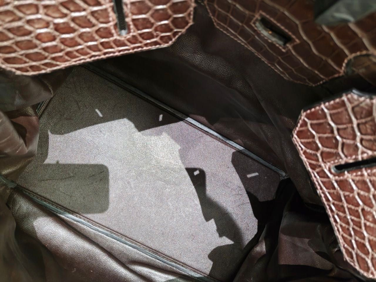 Rare Hermès Birkin HAC 50 Ebene Matte Crocodile Leather Palladium Hardware