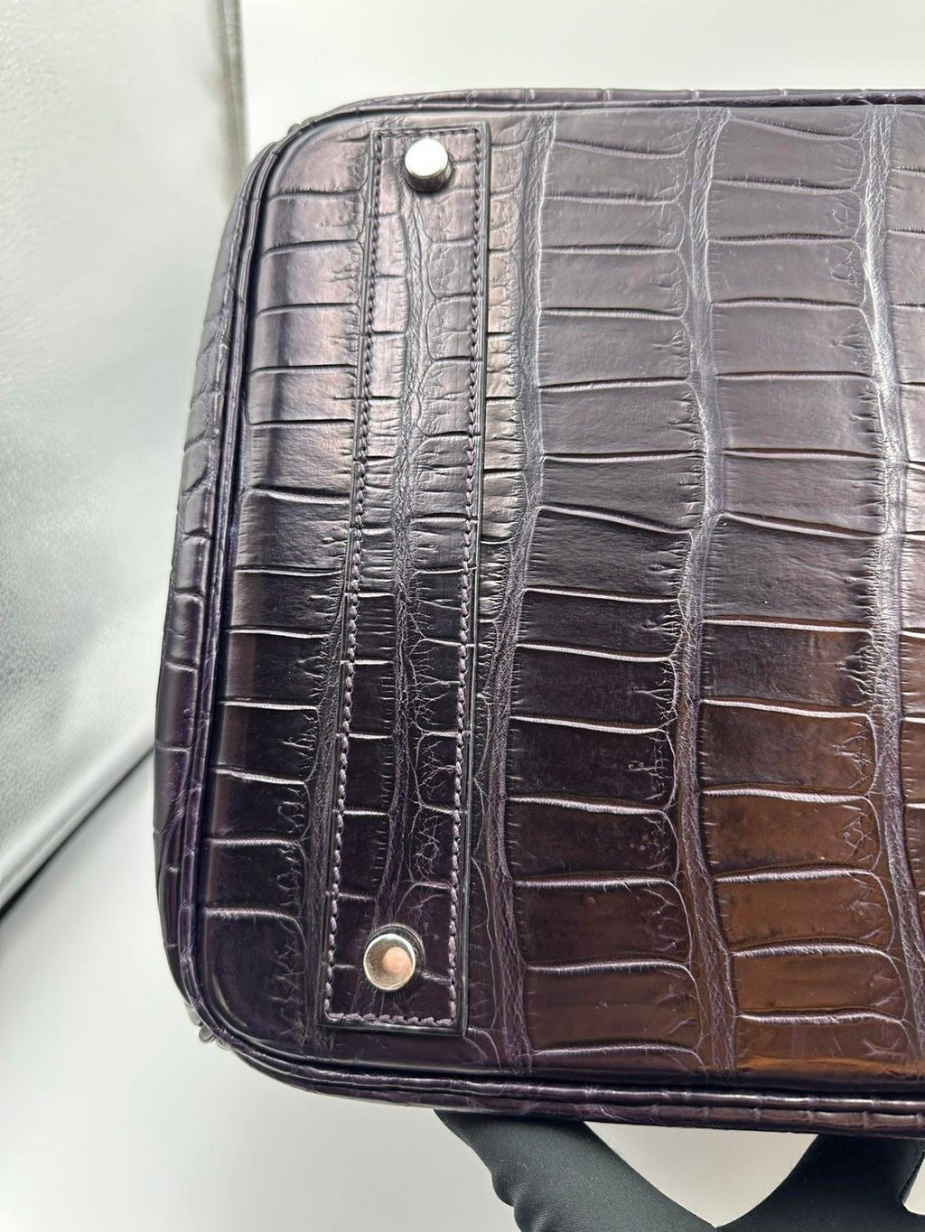 Hermes Birkin HAC 40 Prunoir Matte Alligator leather palladium hardware