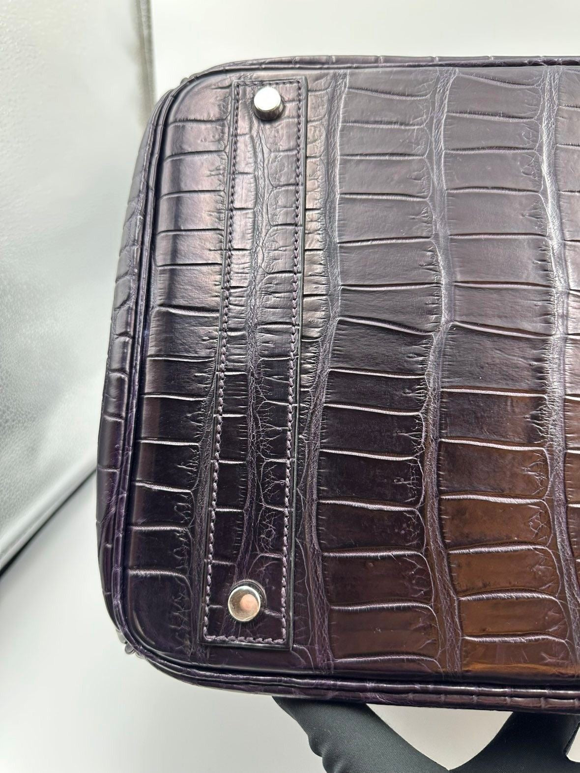 Hermes Birkin HAC 40 Prunoir Matte Alligator leather palladium hardware