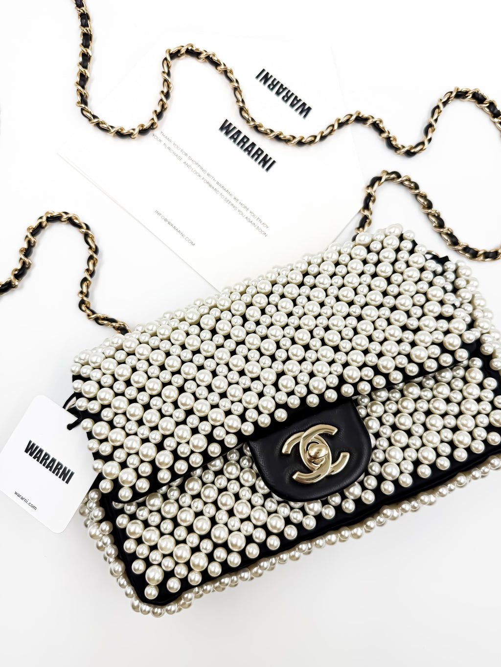 Chanel 19S Pearl-Embellished Mini Rectangular Flap Bag