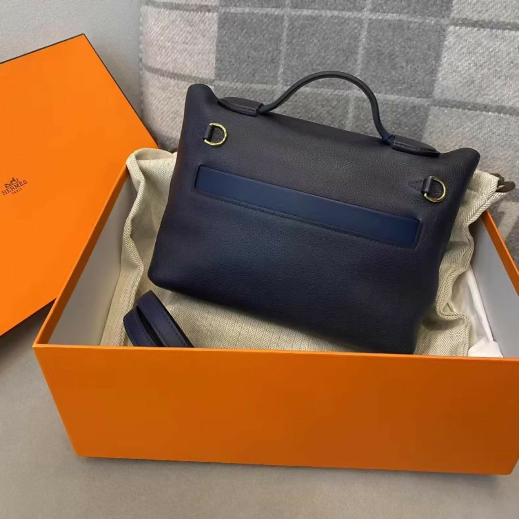 Hermès Mini 24/24 Dark Blue Evercolour Swift Gold Hardware