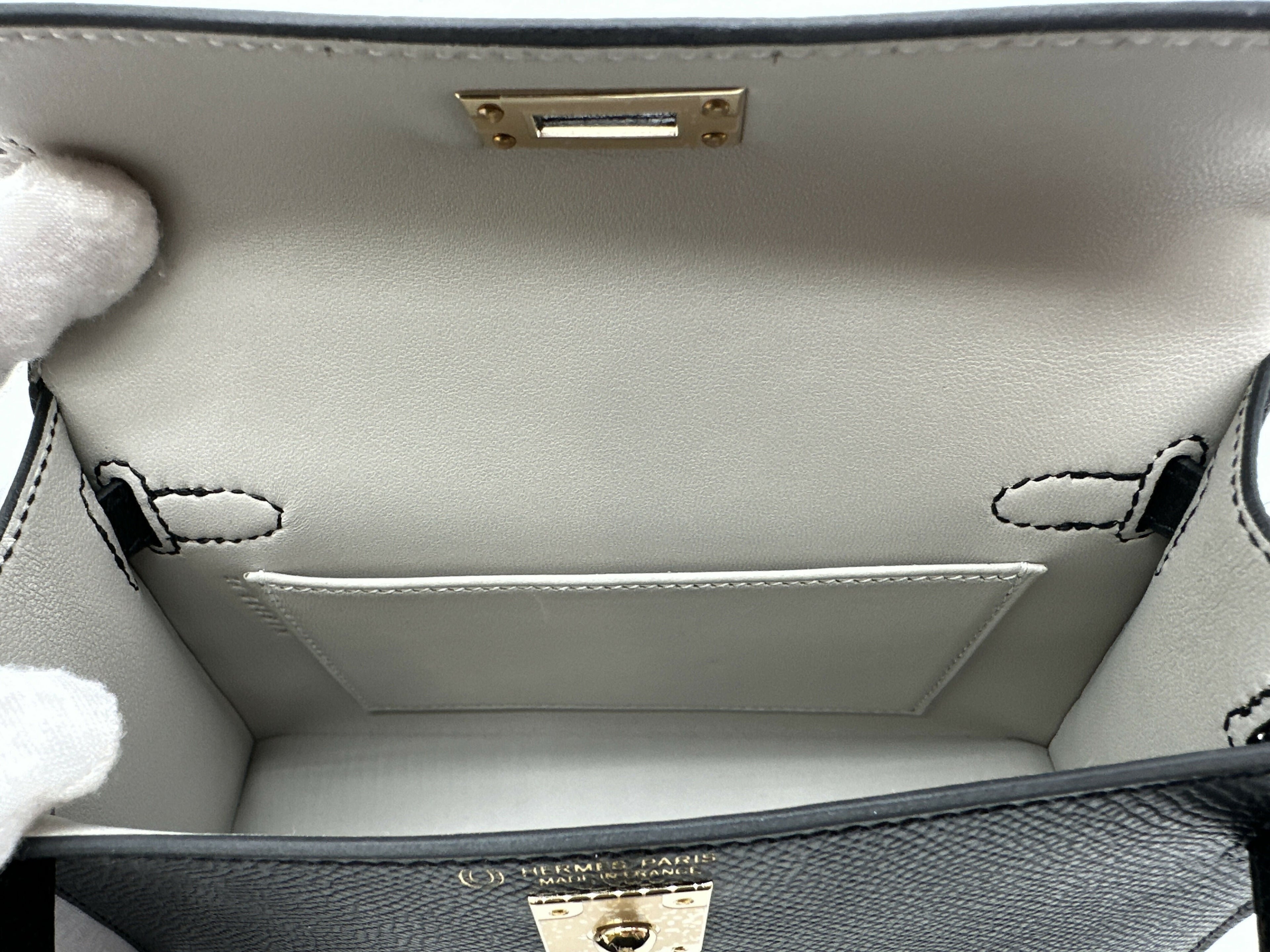 Hermès K20 HSS black verso gris perle champagne hardware K