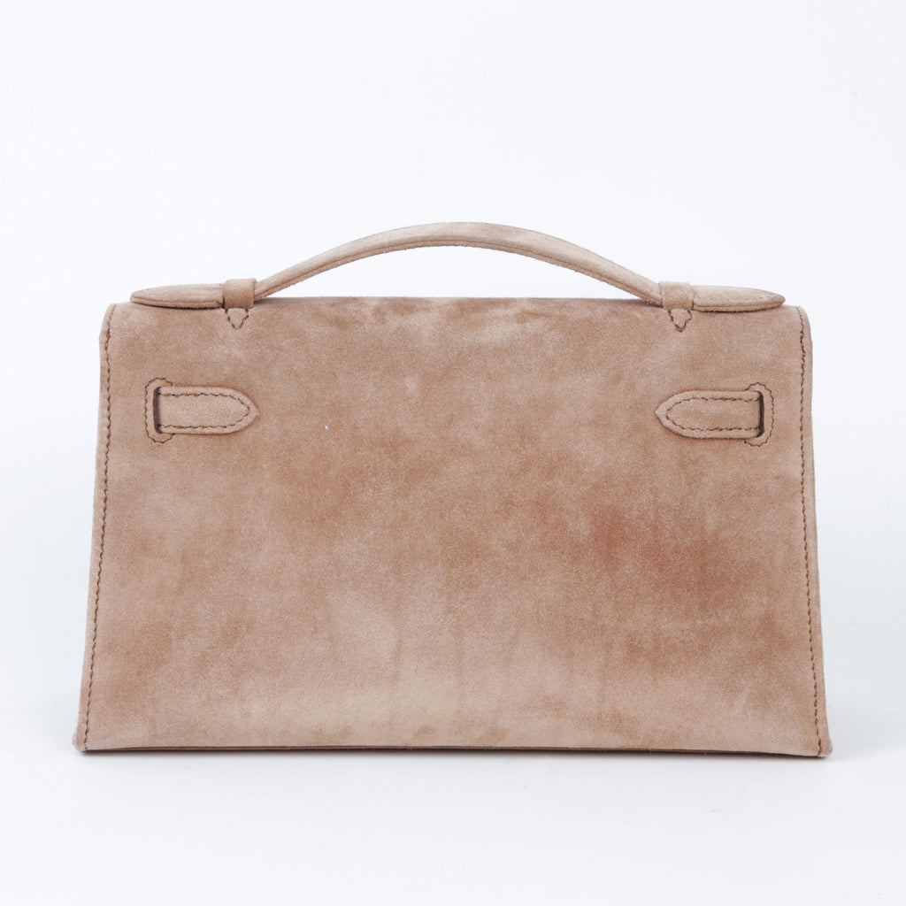 HERMÈS Kelly Pochette Doblis Suede Gold hardware Square