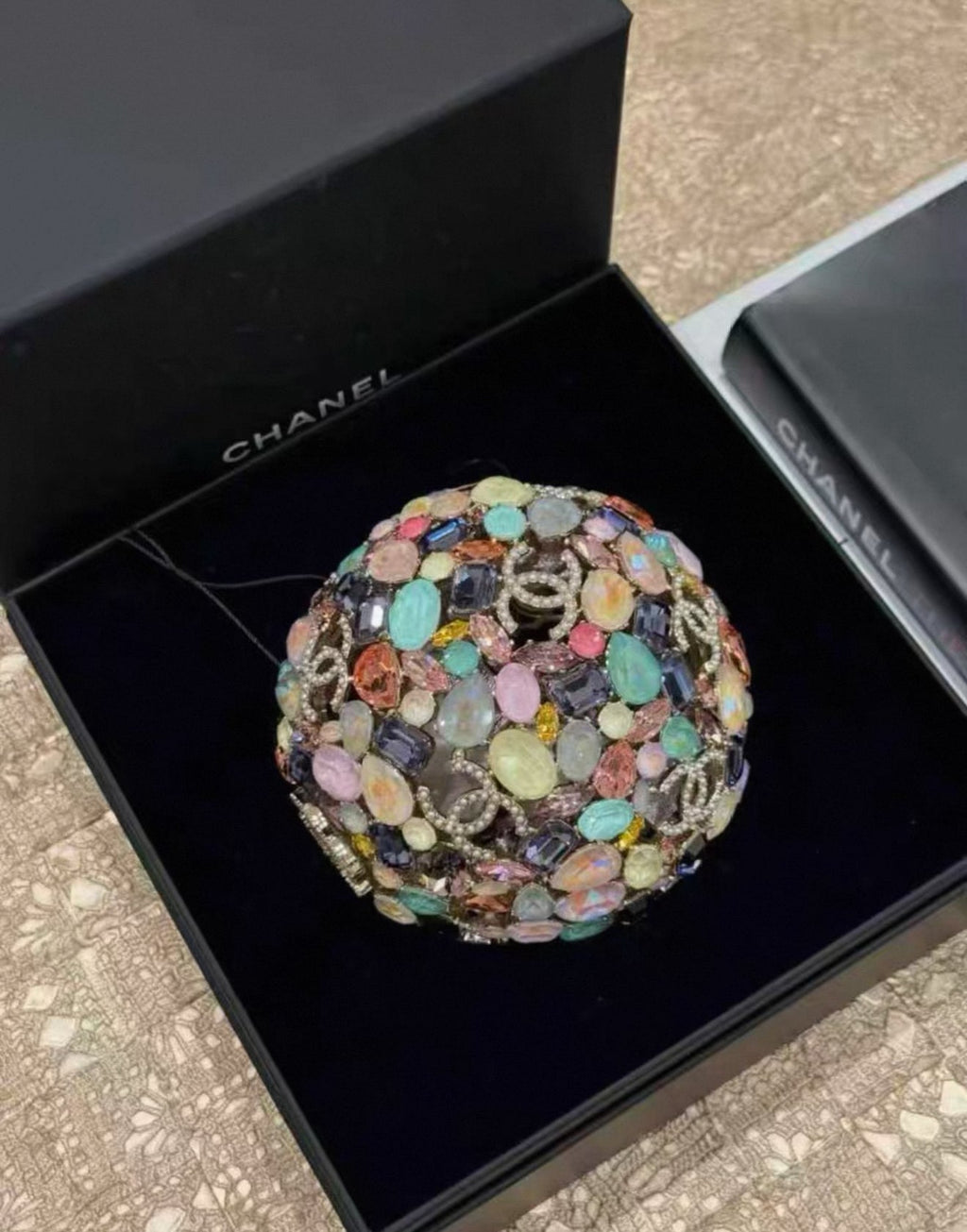 Chanel 26C SPHERE MINAUDIERE Strass, Imitation Pearls & Gold-Tone Metal 
Multicolor
