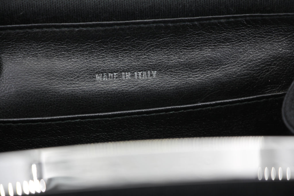 Chanel vintage black clutch with silver hardware handle
