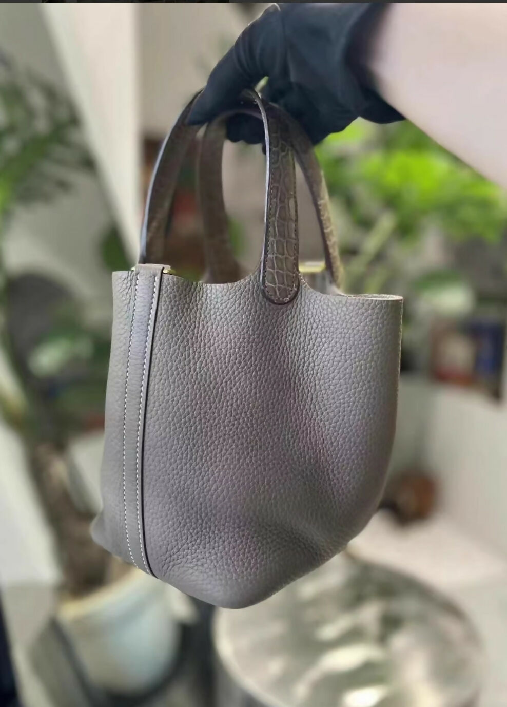 Hermes Picotin 18 touch Etoupe crocodile/Togo Leather gold hardware