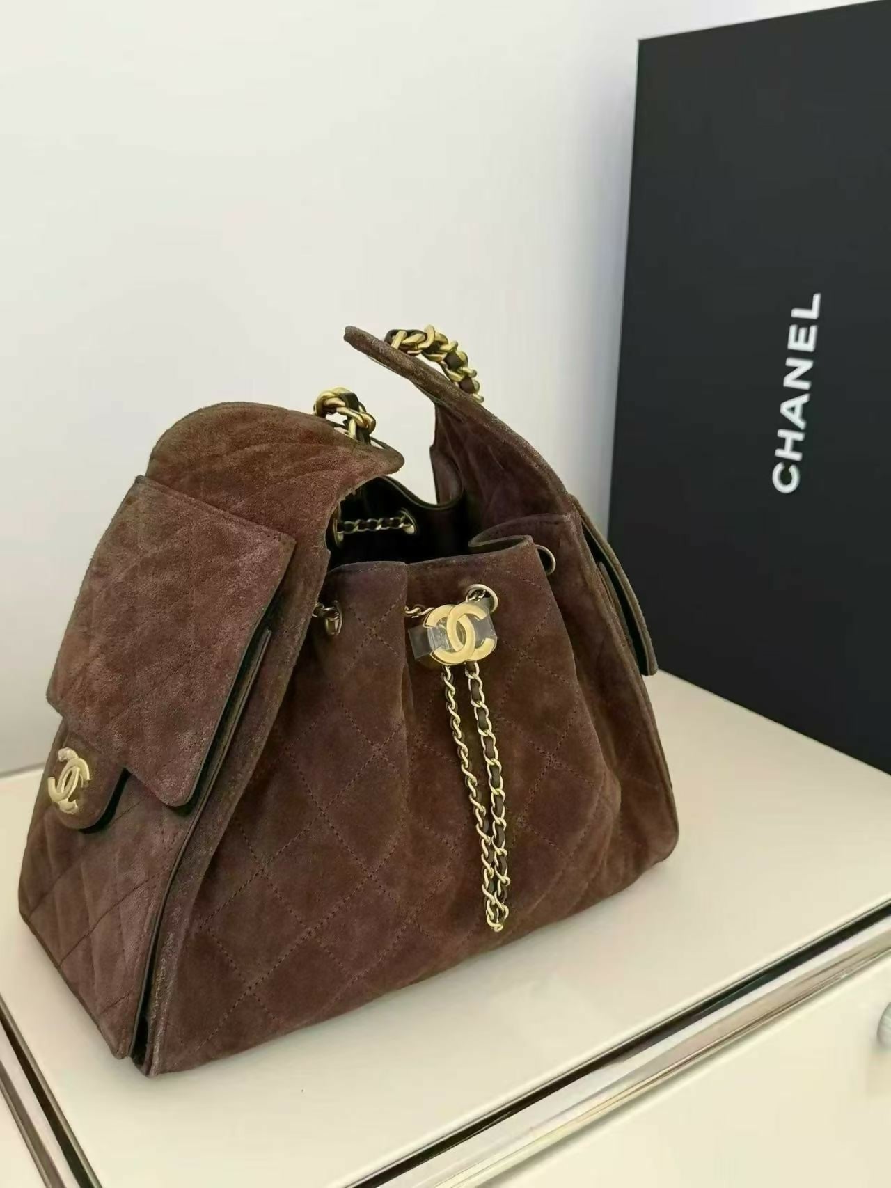 Chanel 25 bag small suede brand new