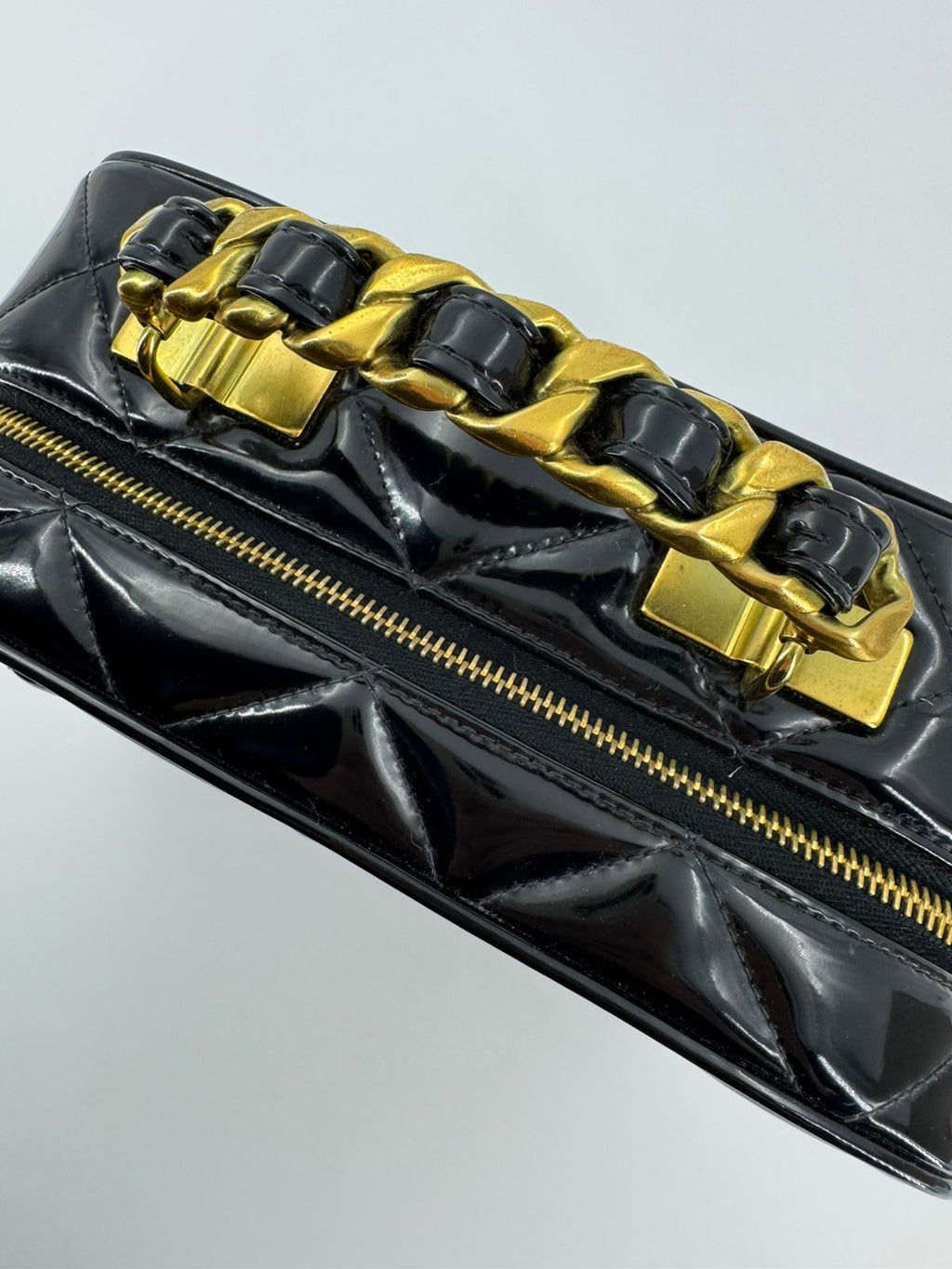 Chanel 1994-96 Black Patent Leather Large Vanity Case