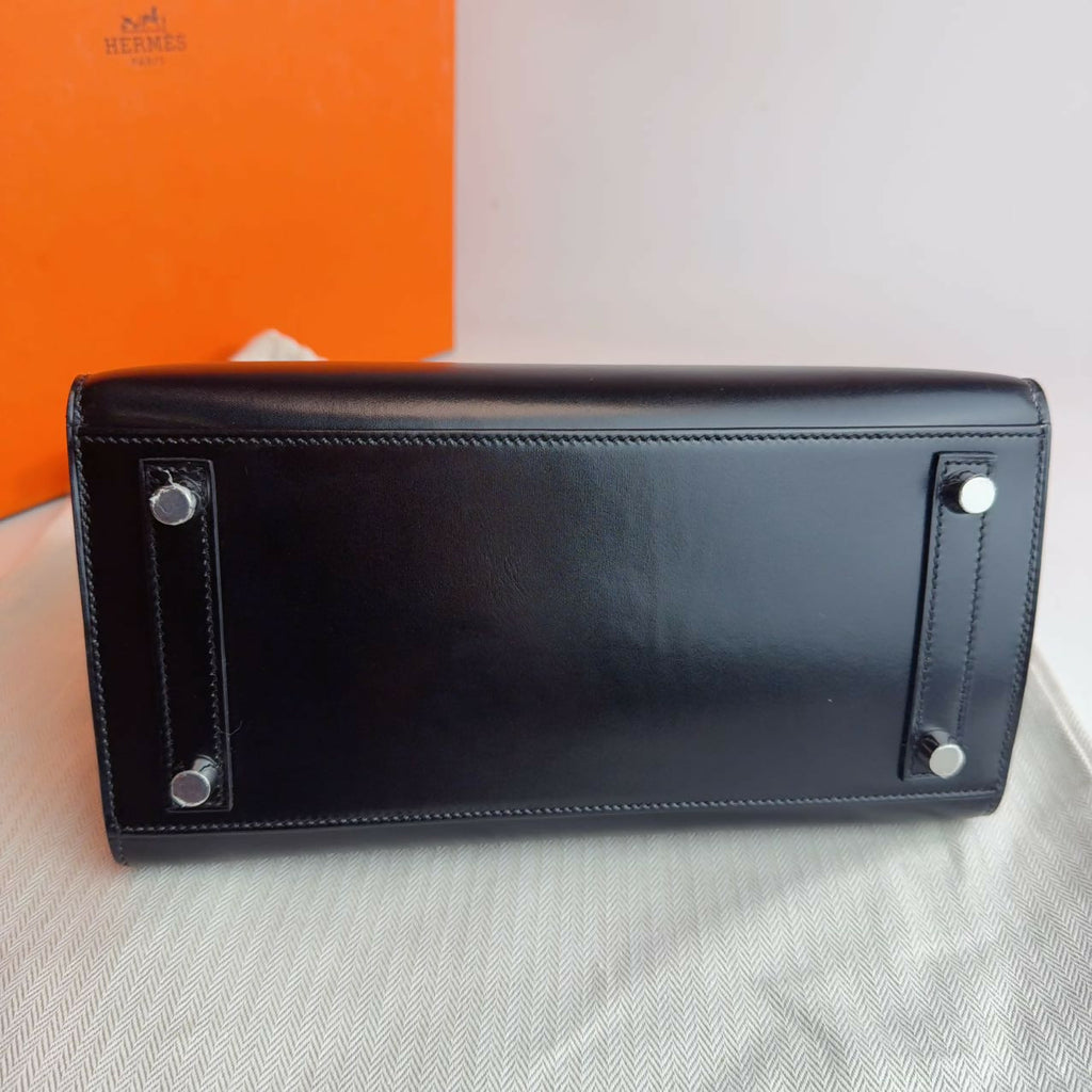 Hermes Birkin 25 black box leather Phw stamp W