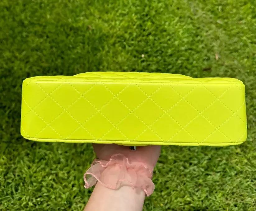 Chanel 21S Yellow Neon Lambskin Medium Classic Flap Bag