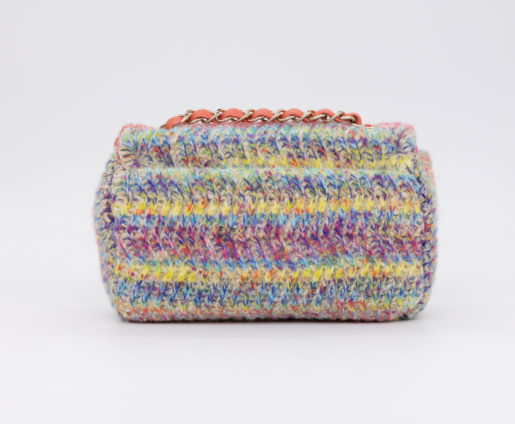 Chanel 2020 CC Multicolor Mini Knit Flap Bag