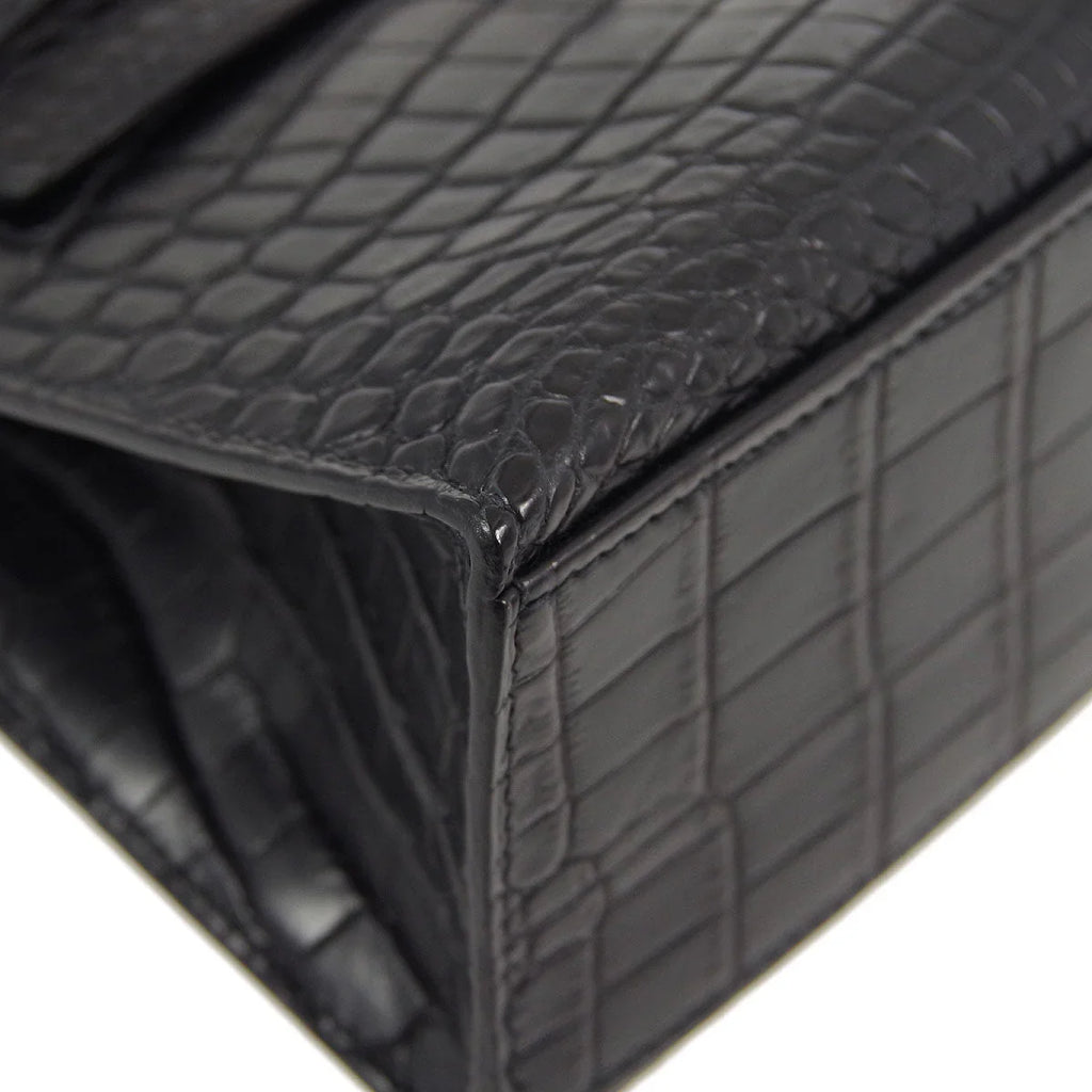 Hermes Kelly Pochette So Black Noir Matte Crocodile Leather
