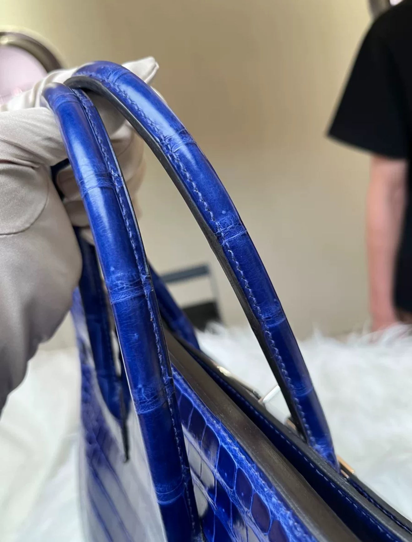 Hermès Birkin 35 Bleu Electric Shinny crocodile Leather Diamond Hardware