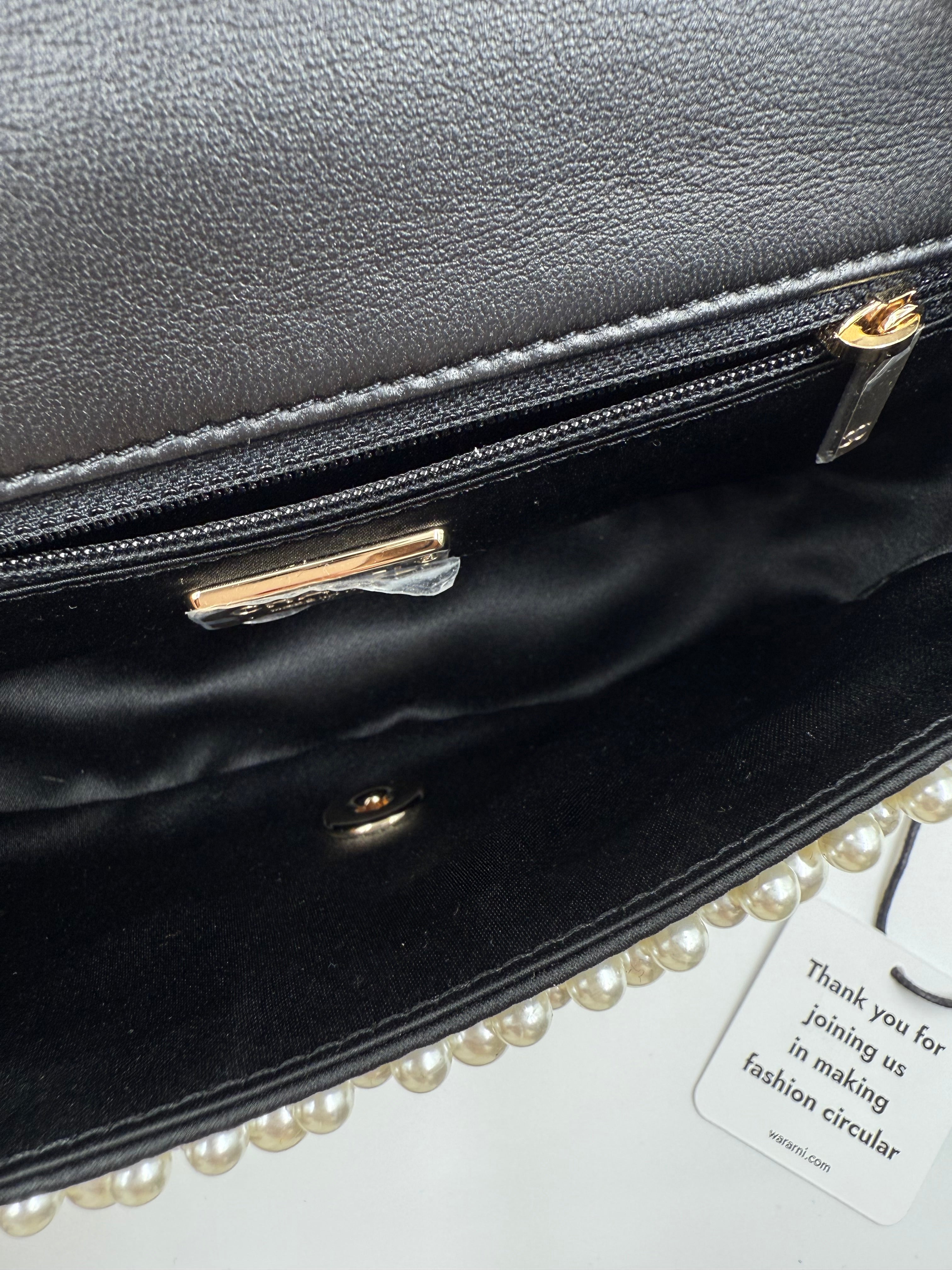 Chanel 19S Pearl-Embellished Mini Rectangular Flap Bag