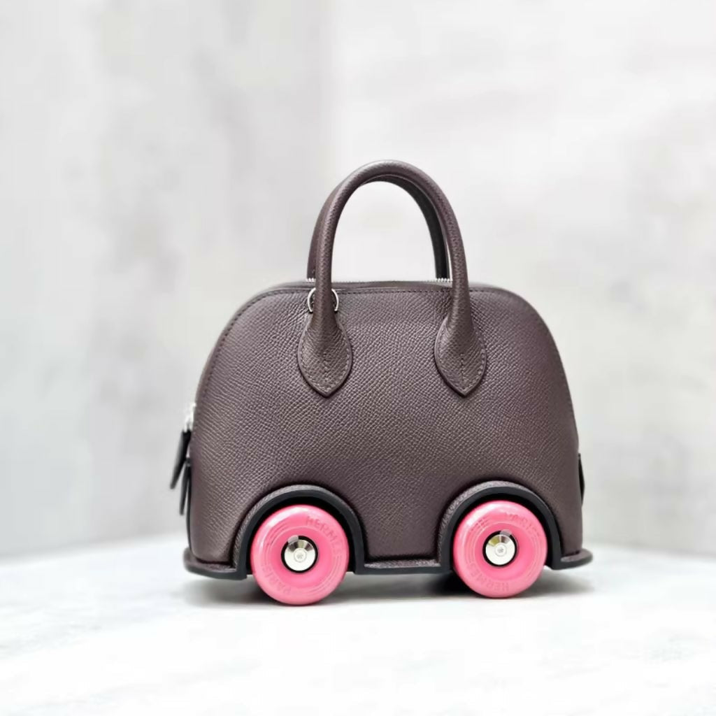 Hermès Mini Bolide Bag in Saddle Red & Extreme Pink with palladium hardware