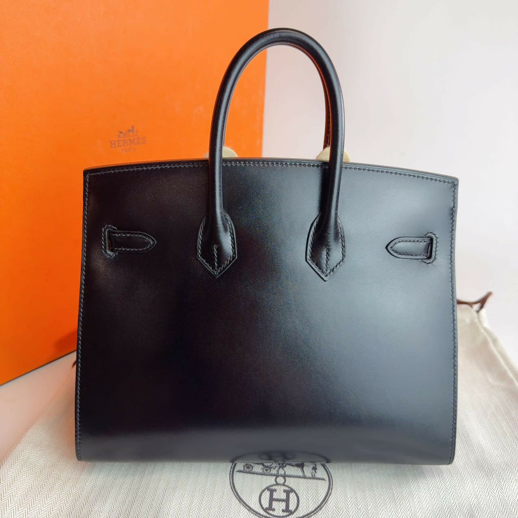 Hermes Birkin 25 black box leather Phw stamp W