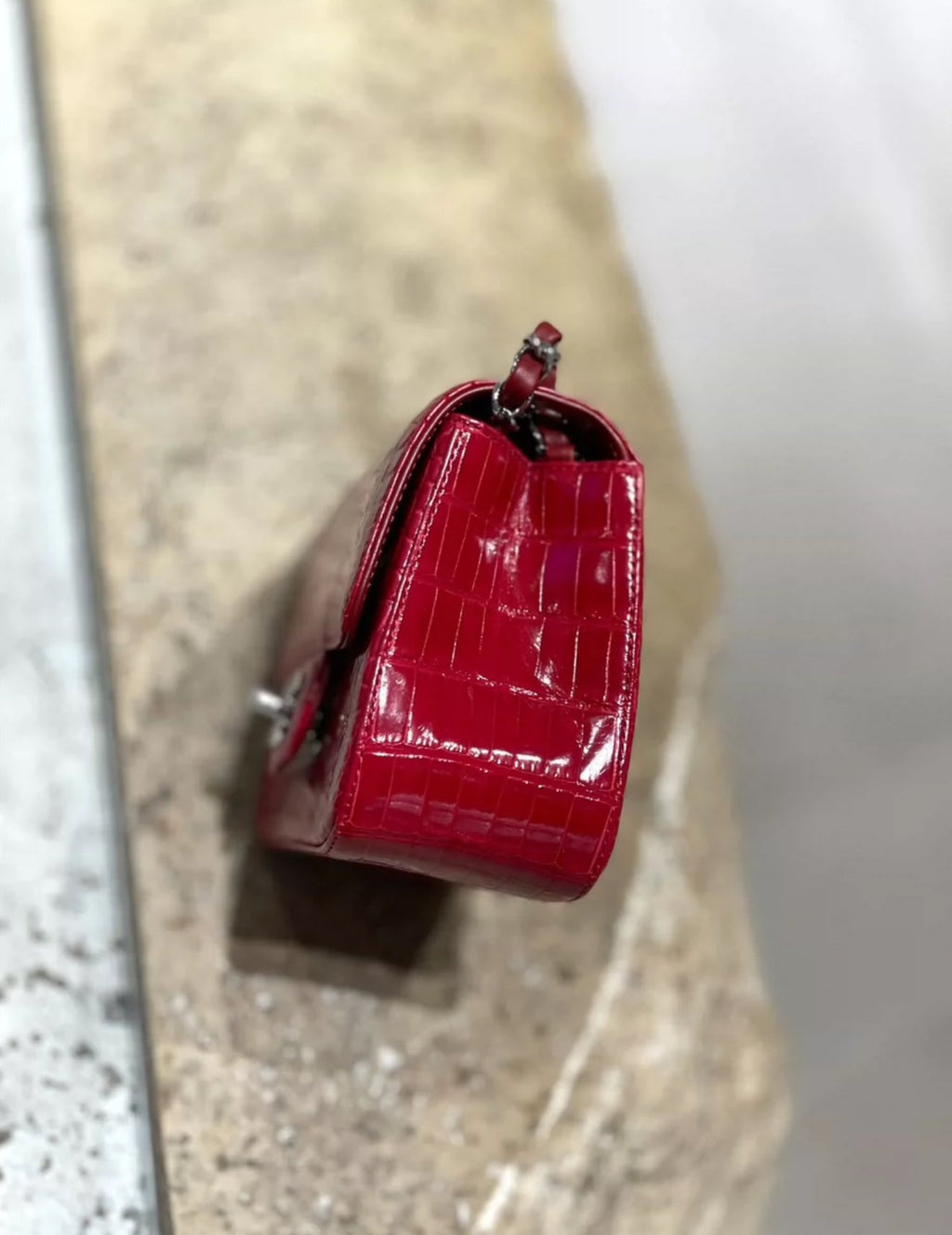Chanel Red Crocodile mini square bag