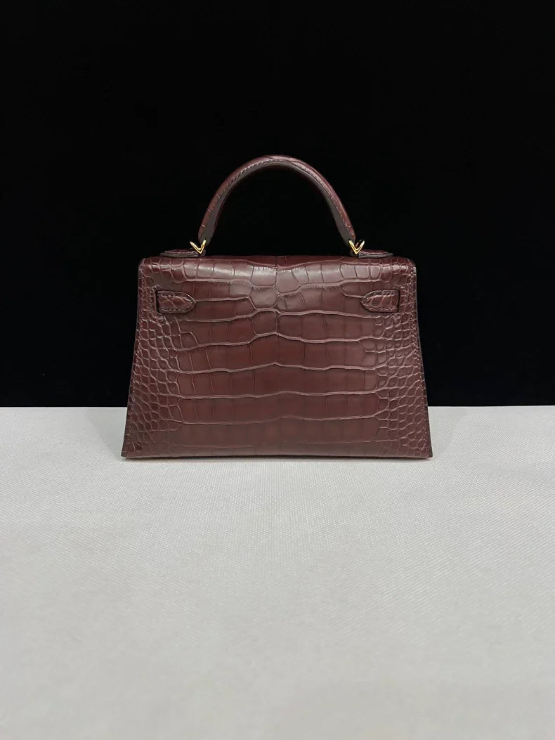 Hermes Mini Kelly 20 Havana Matte Alligator Gold Hardware