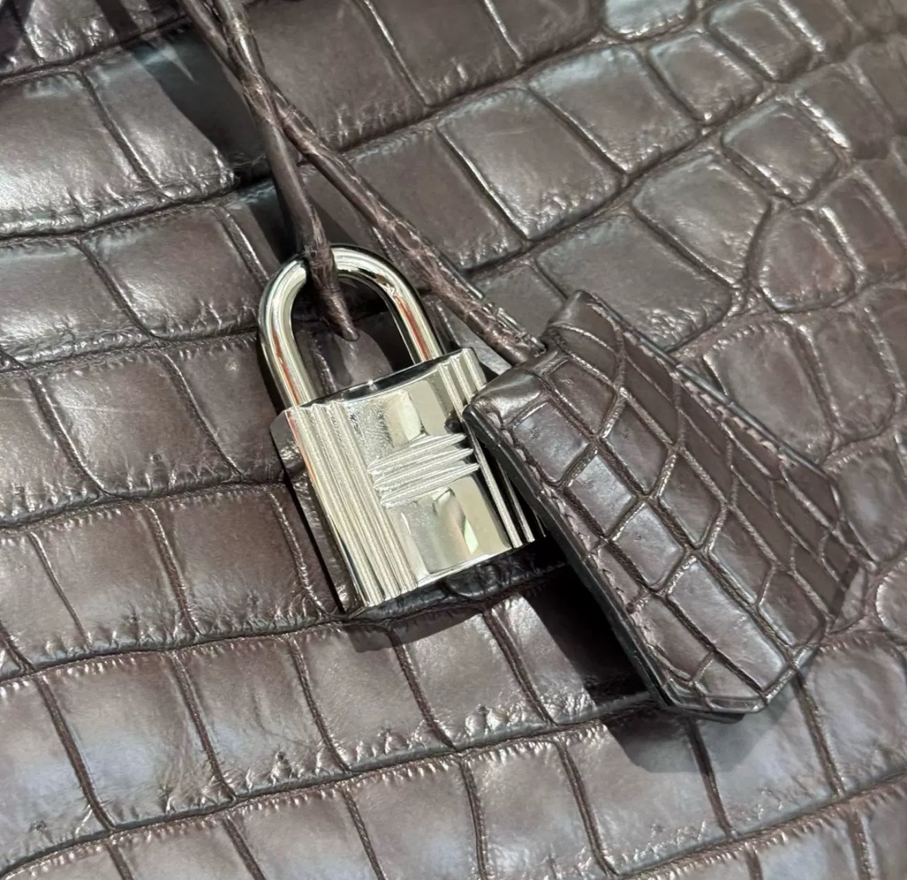 Hermes birkin 50 ebony matte leather crocodile palladium hardware