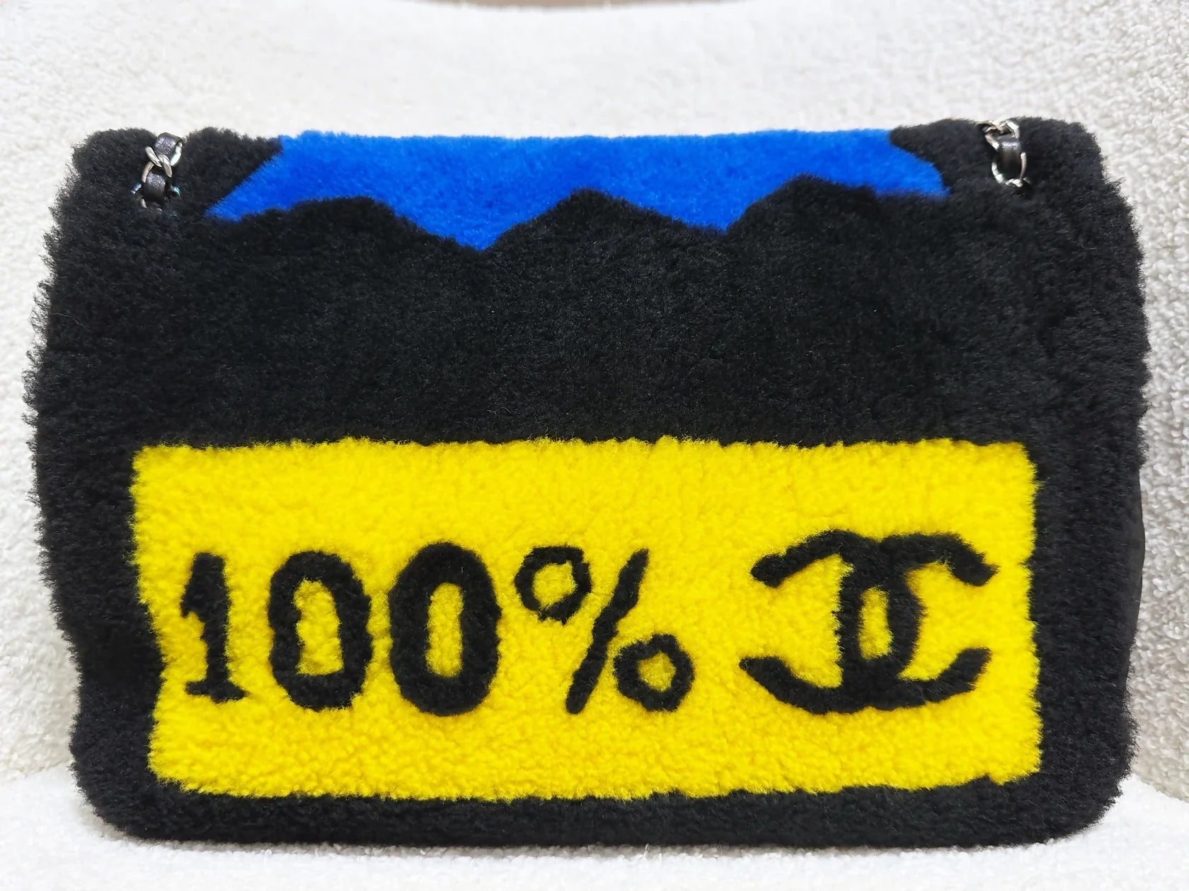Chanel 2018 Jumbo Classic Flap “Pop Art No.5” Bag, Shearling and Lambskin with Silver Hardware