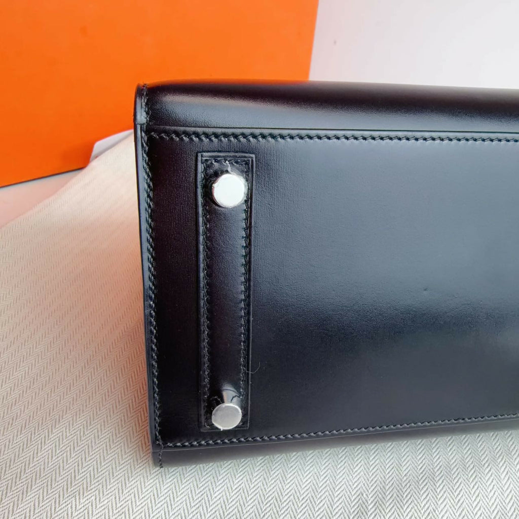 Hermes Birkin 25 black box leather Phw stamp W