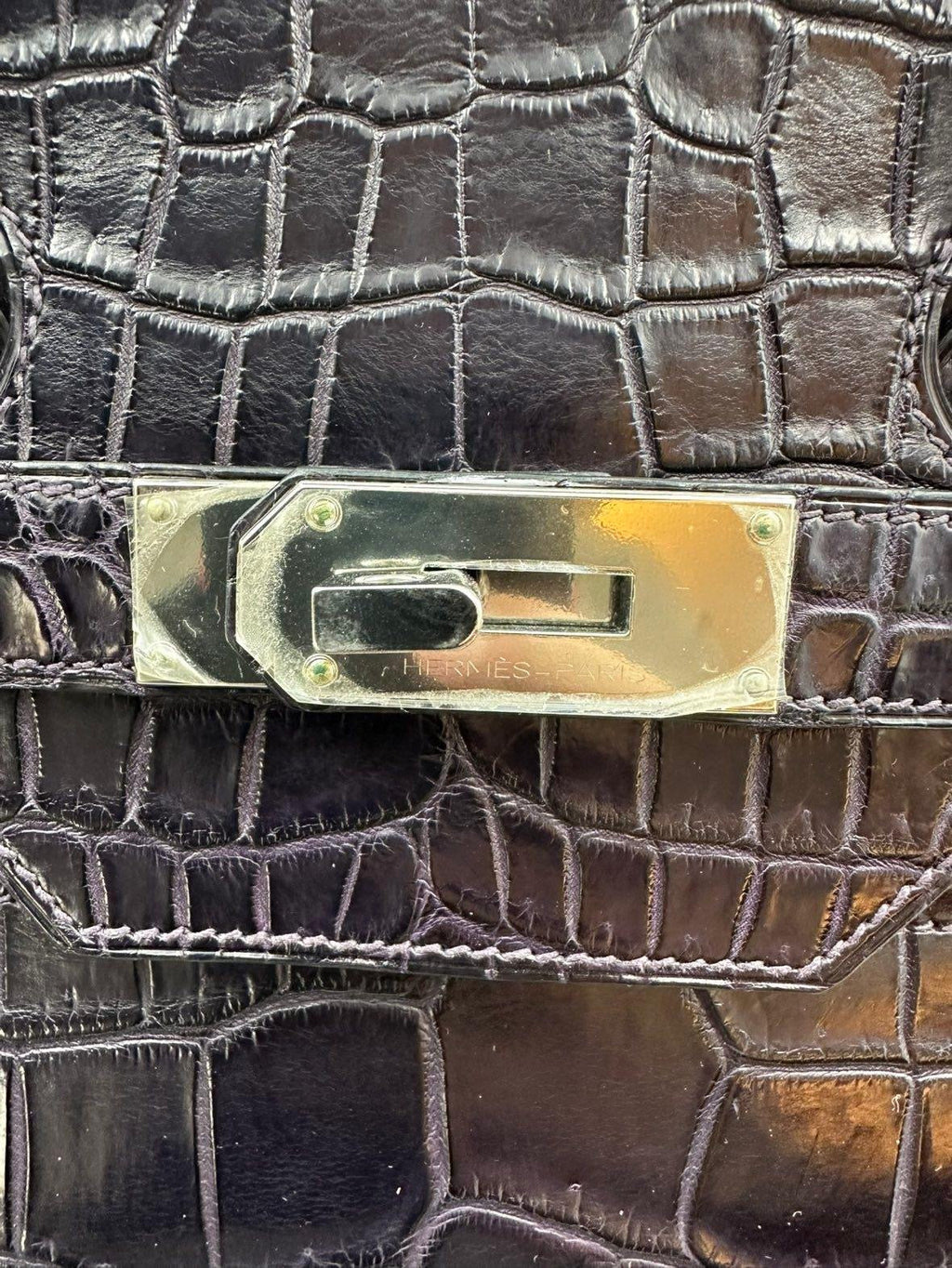 Hermes Birkin HAC 40 Prunoir Matte Alligator leather palladium hardware
