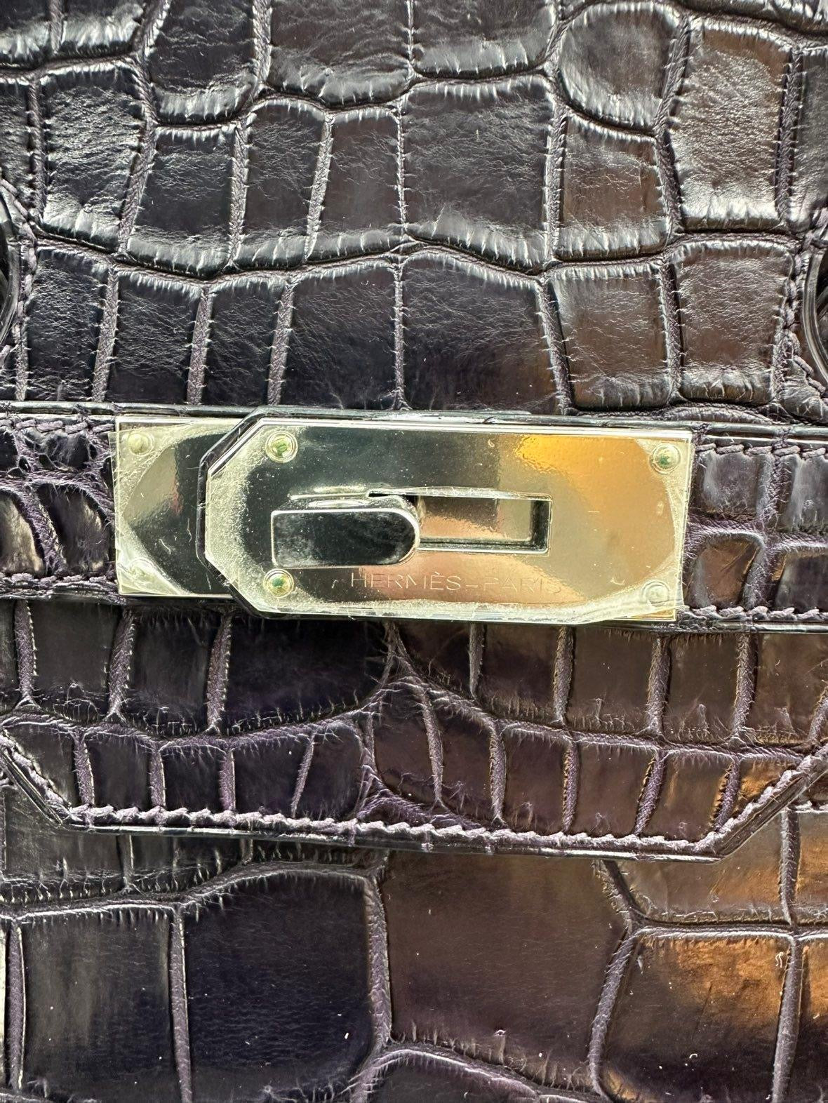 Hermes Birkin HAC 40 Prunoir Matte Alligator leather palladium hardware