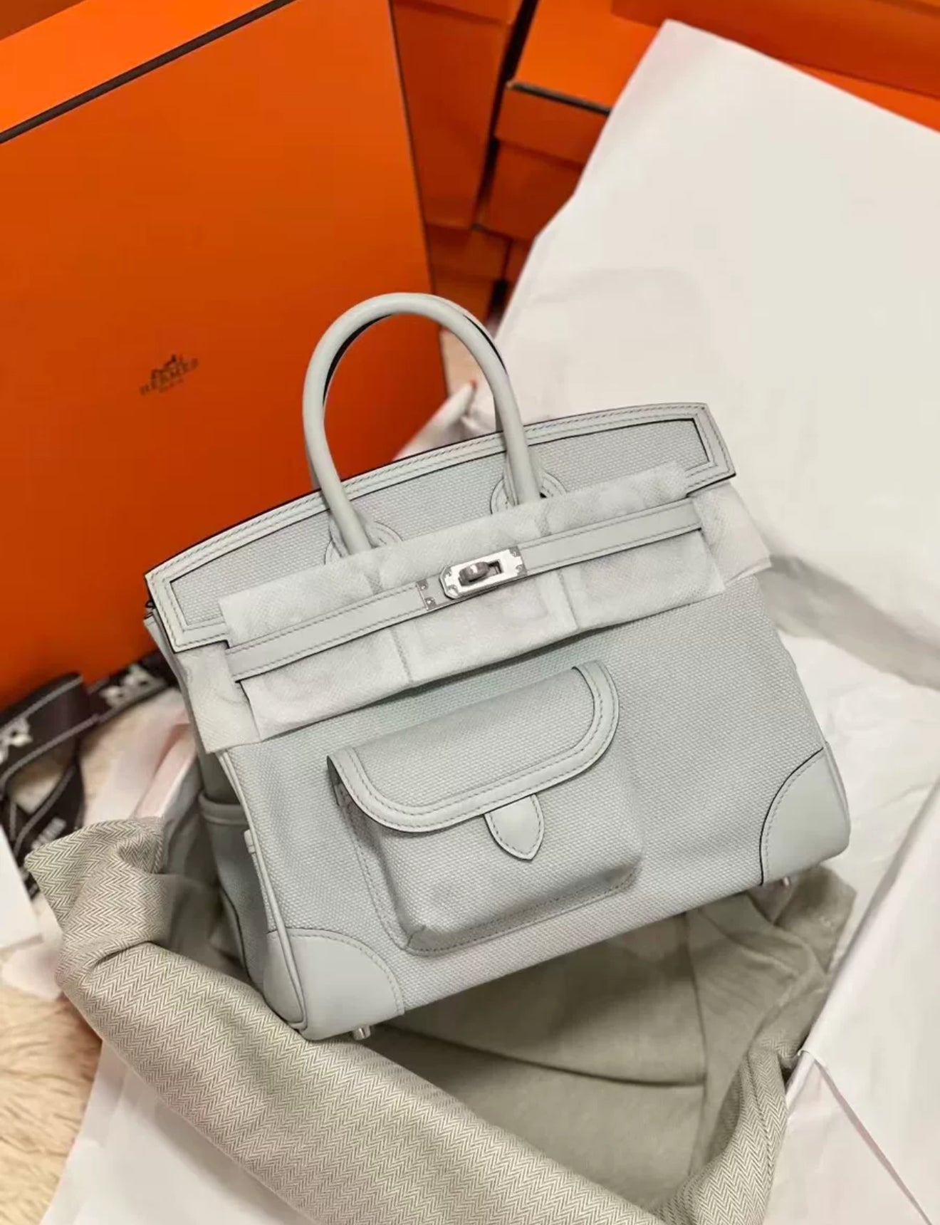 Hermès Birkin 25 Gray Cargo Palladium Hardware
