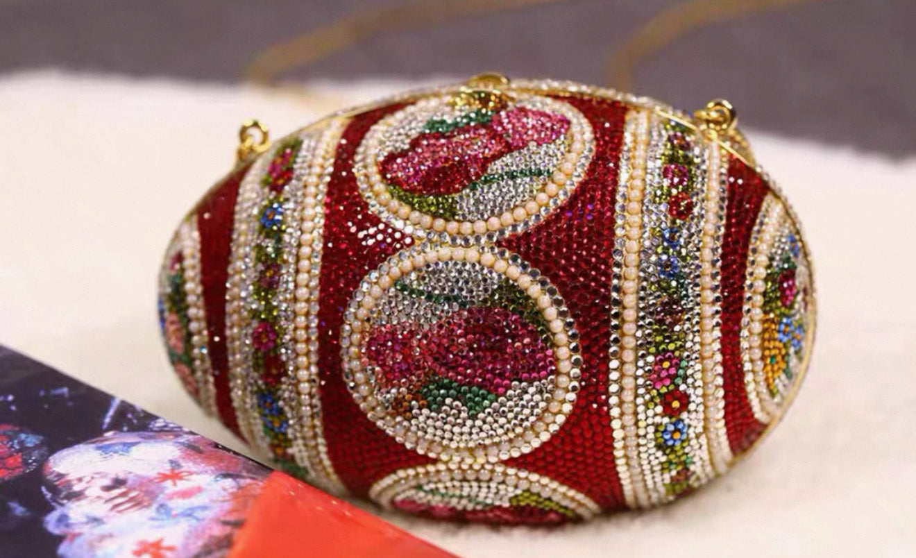 Judith Leiber Super Limited Edition 'Faberge Egg' Crystal Evening Bag Minaudières
