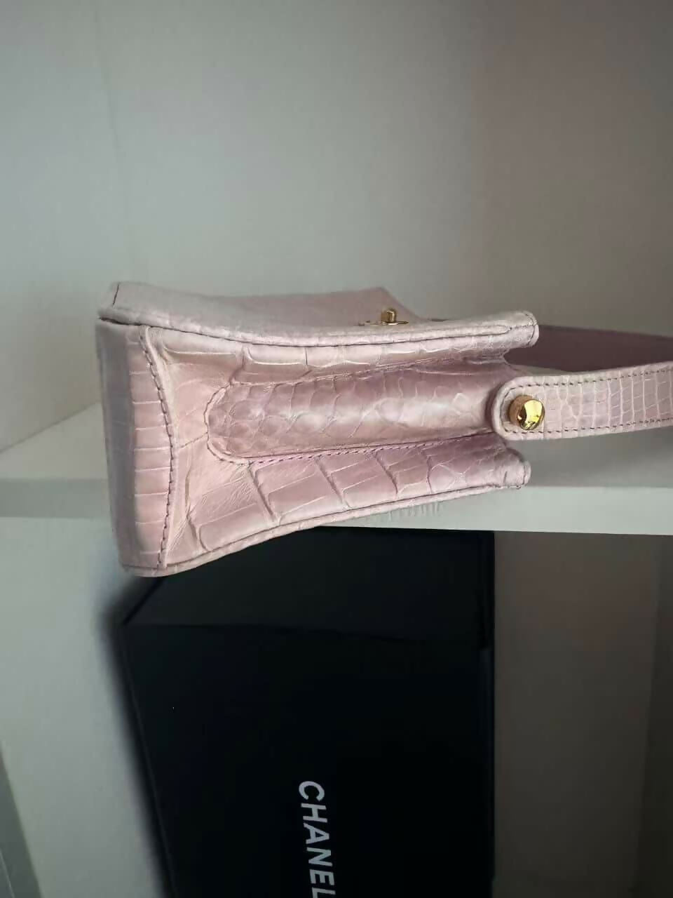 Chanel Vintage Crocodile Top Handle Mini Flap Bag
