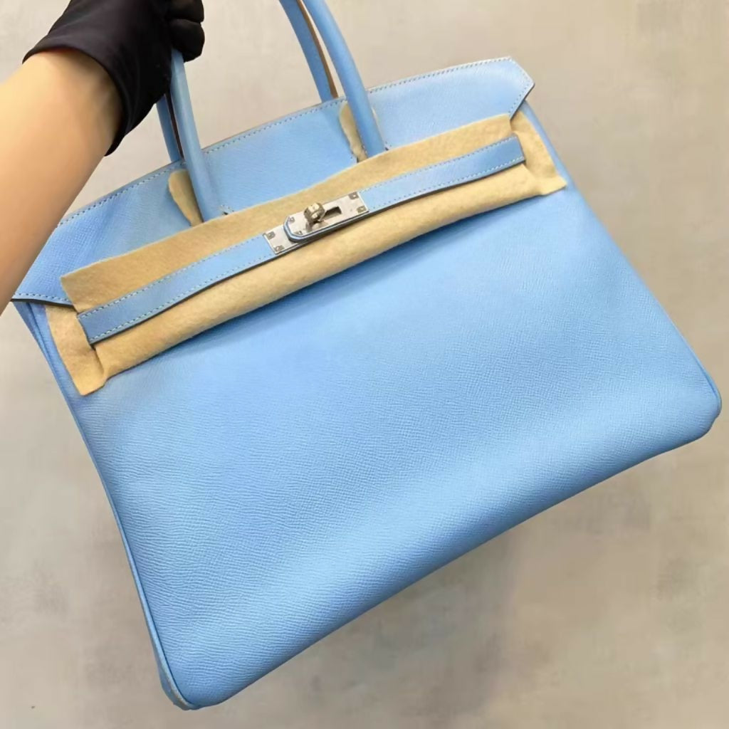 Hermes Birkin 35 7N Blue Celeste Epsom Leather Palladium Hardware