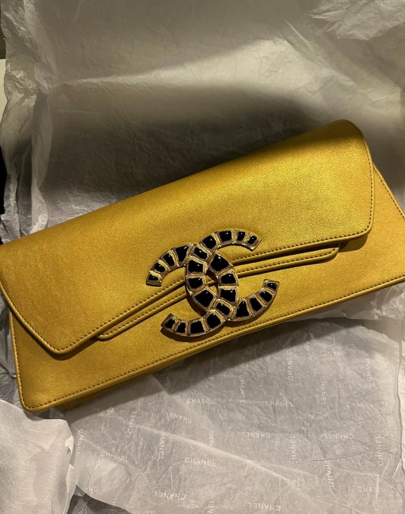 Chanel 19A Egypt Gold Evening Clutch