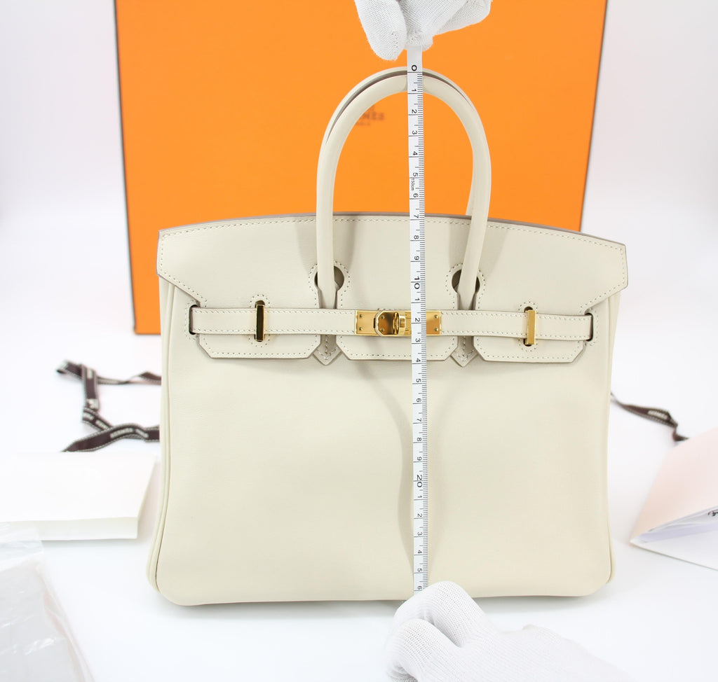 Hermes Birkin 25 Craie Swift leather gold hardware