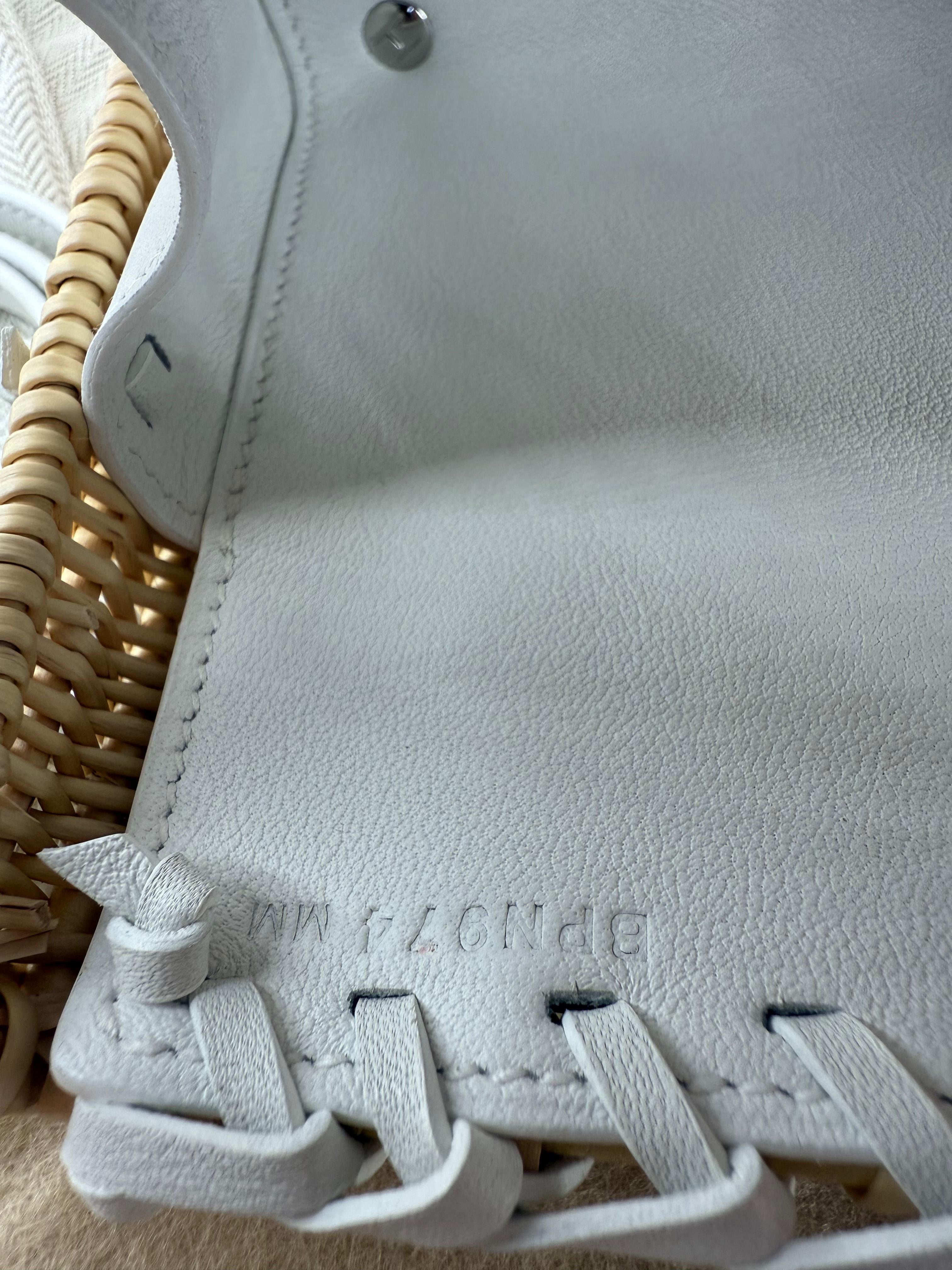 Hermès Mini Kelly 20 “Picnic” White Swift Leather & Palladium Hardware