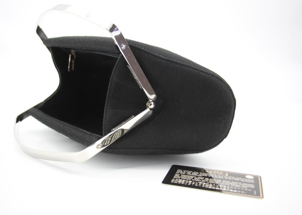 Chanel vintage black clutch with silver hardware handle