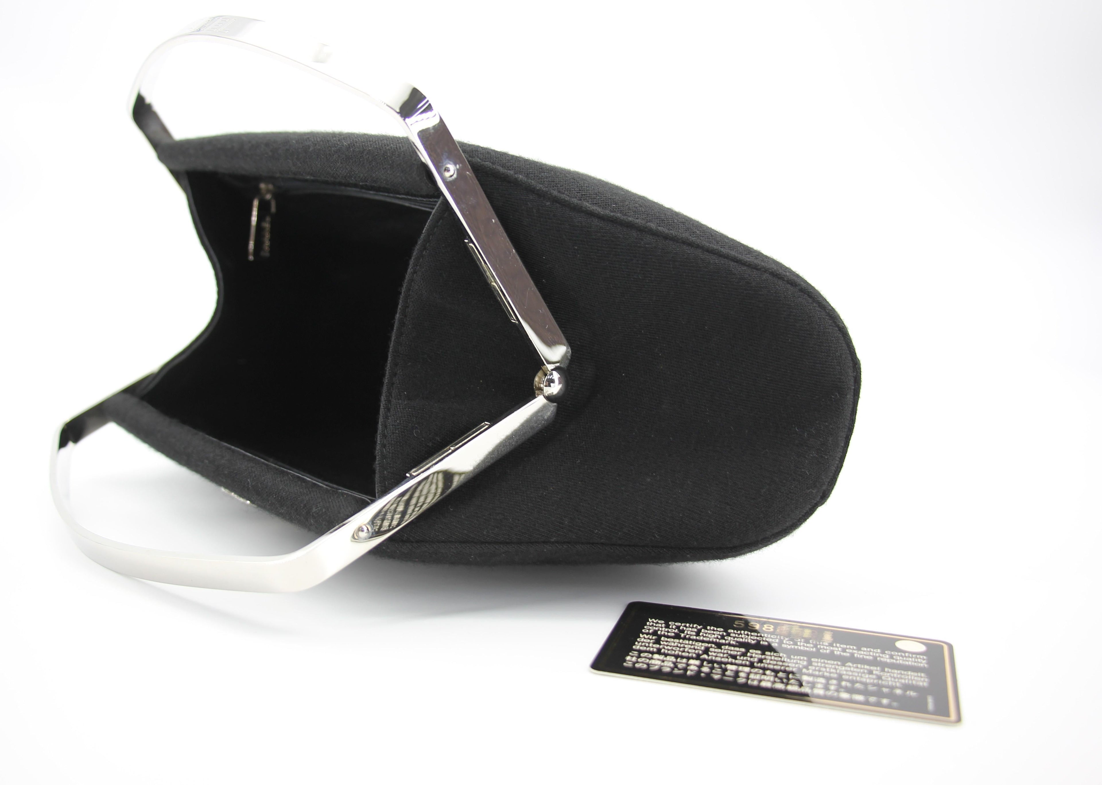 Chanel vintage black clutch with silver hardware handle