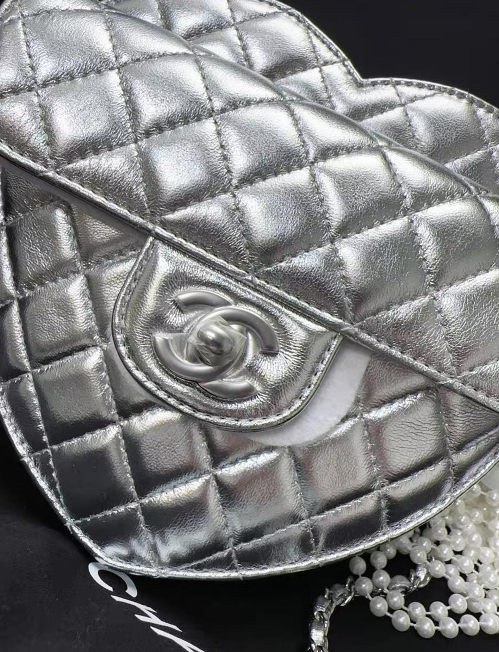 Chanel 25B Large Silver Heart bag
