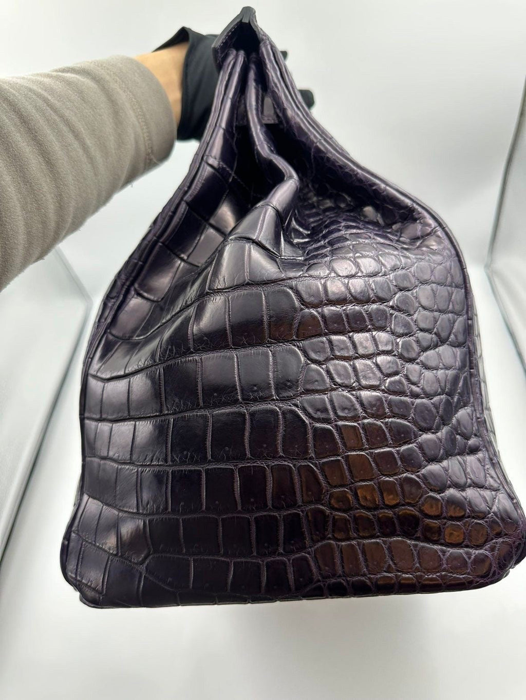 Hermes Birkin HAC 40 Prunoir Matte Alligator leather palladium hardware