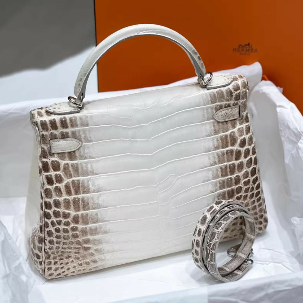 Hermes Kelly 32 Himalaya leather palladium hardware