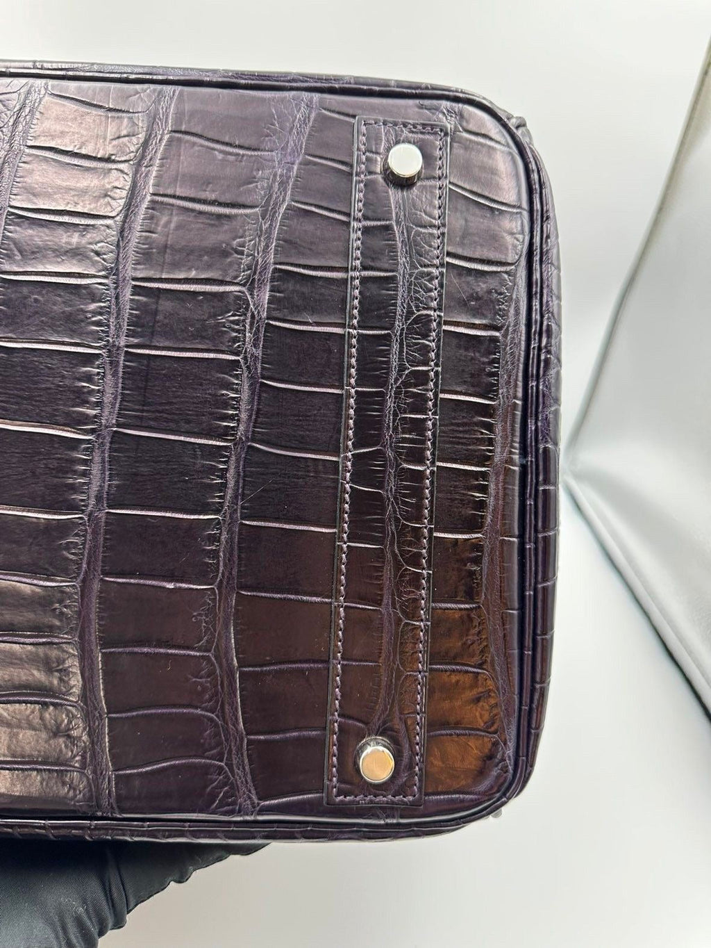 Hermes Birkin HAC 40 Prunoir Matte Alligator leather palladium hardware