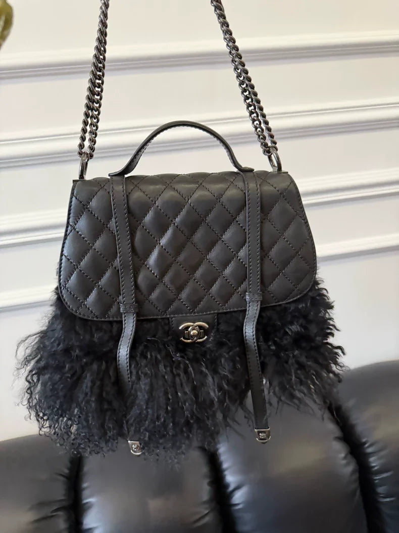 Chanel 2014 Dallas double bag in lambswool limited edition