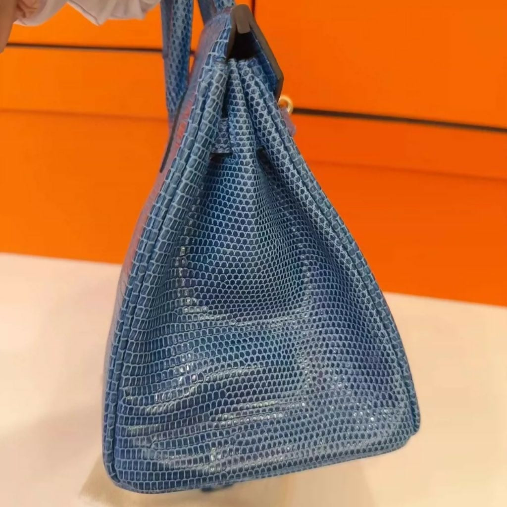 Hermès Birkin 25 Blue Lizard Leather with palladium hardware