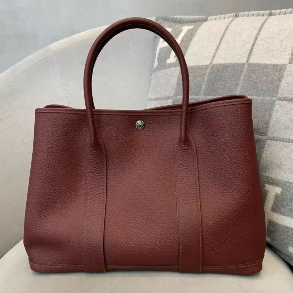 Hermès Garden Party 36 Bordeaux Red Tote Bag with palladium hardware