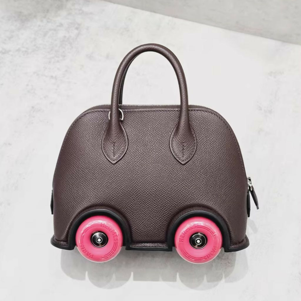 Hermès Mini Bolide Bag in Saddle Red & Extreme Pink with palladium hardware