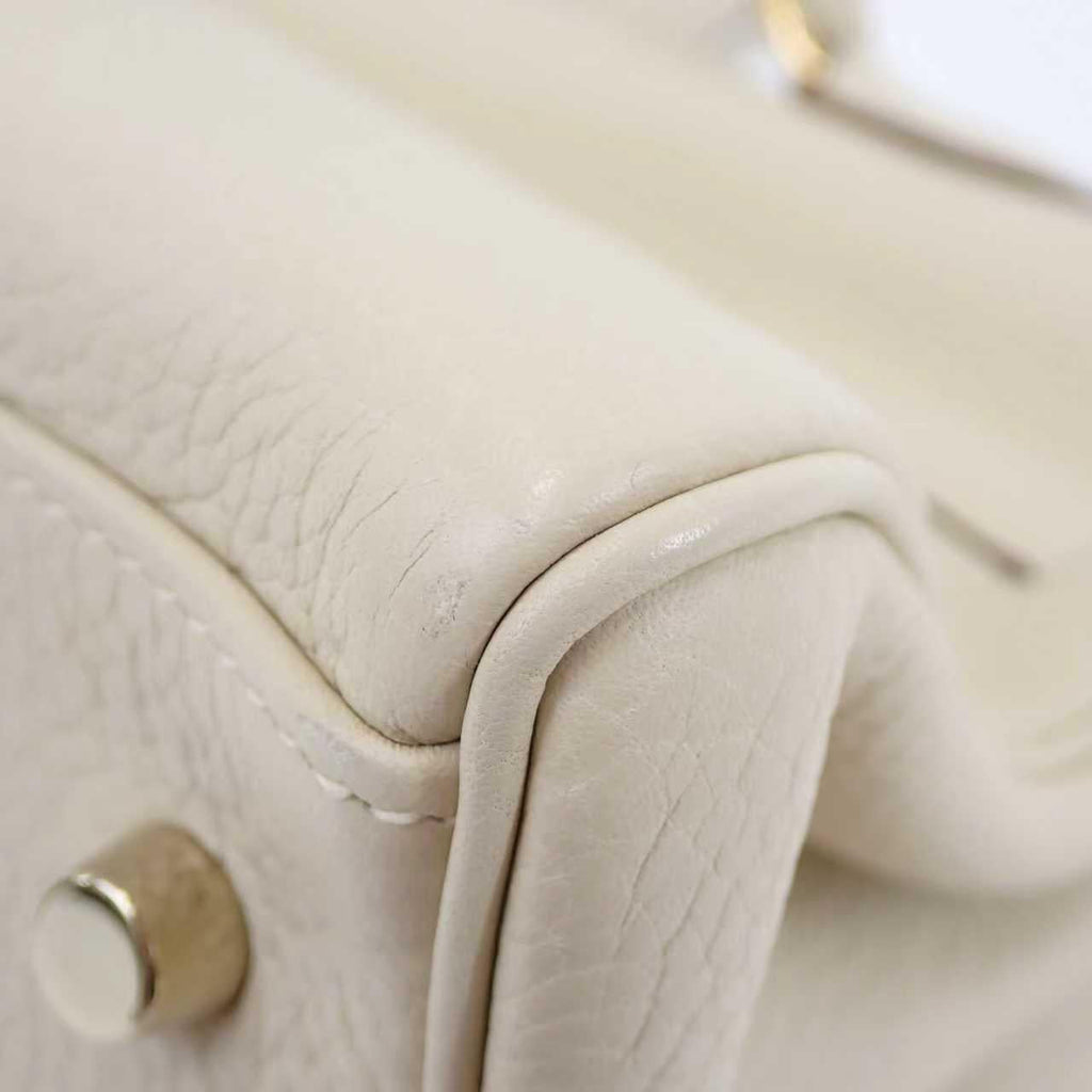 Pre-owned Hermès Fringe Shoulder Kelly 42 JPG Craie Leather Gold Hardware